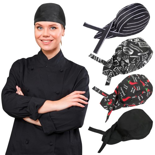 4+Pack+Tie+Back+Chef+Hat+for+W